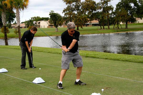 View from the driving range at Davie Golf & Country Club