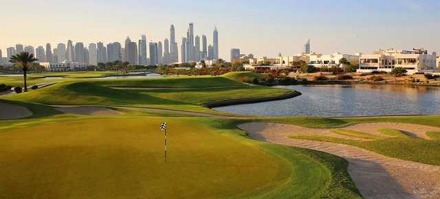 A view of a hole at The Address Montgomerie Dubai Golf Resort + Spa