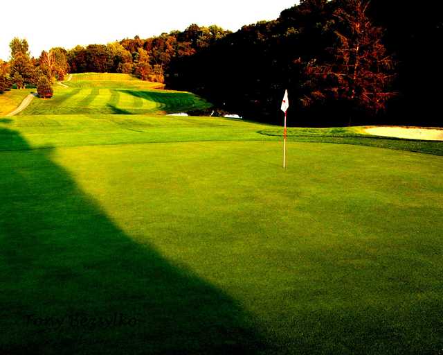 A fall day view of hole #4 at Manada Golf Club