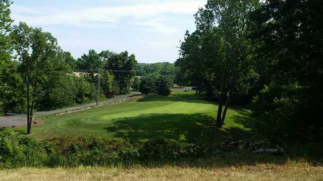 A view of a green at Macoby Run Golf Course