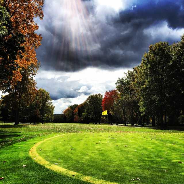 A splendid fall day view of a hole at Tam O'Shanter of Pennsylvania