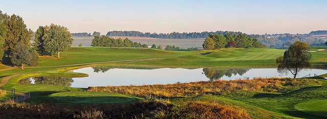 A view of tee #7 at Pilgrim's Oak Golf Course