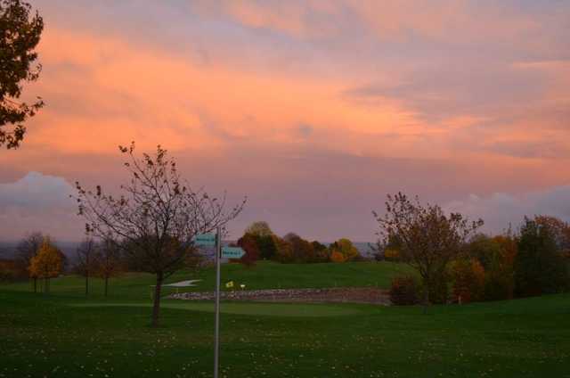 A fall day view of a green at Bad Ueberkingen Golf Club