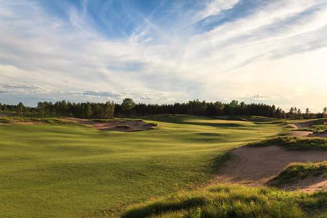 A view from the right side of fairway #12 at Sand Valley Golf Resort