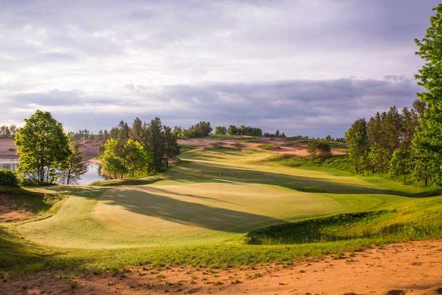 A view of the 9th green at Sand Valley Golf Resort