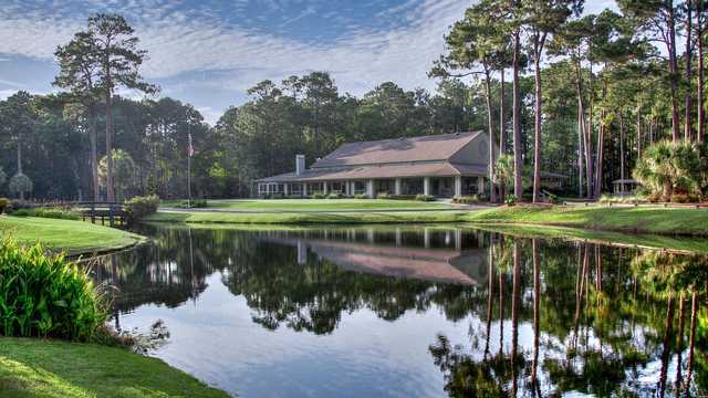 A view of the clubhouse at Dolphin Head Golf Course