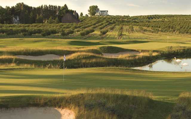 A view of hole #13 and #14 at The Wolverine Course from Grand Traverse Resort & Spa