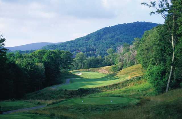 A view from a tee at Raven Golf Club from Snowshoe Mountain