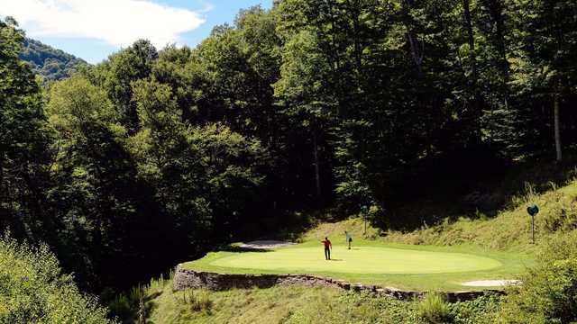 A view of a hole at Raven Golf Club from Snowshoe Mountain
