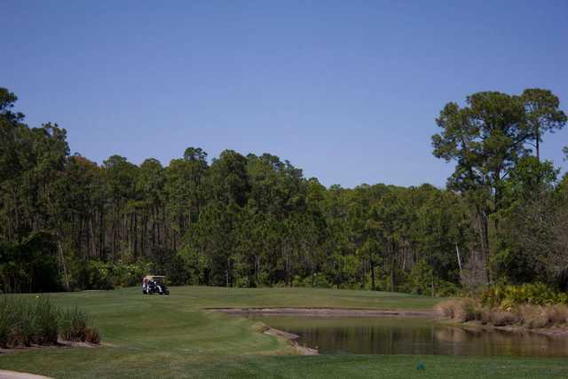 A sunny day view from a tee at Grande Vista Golf Club