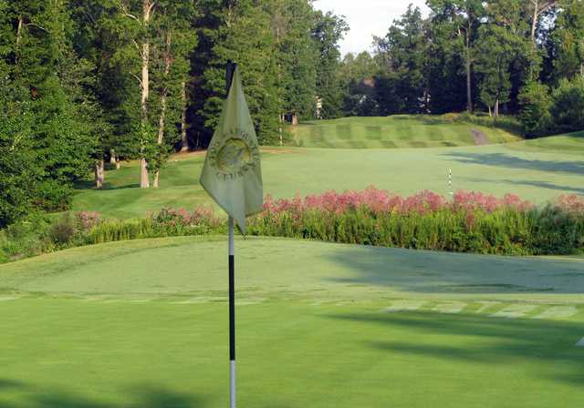 Looking back from a green at Augustine Golf Club