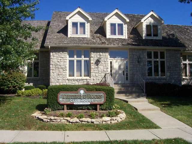 A view of the clubhouse at Teetering Rocks Links