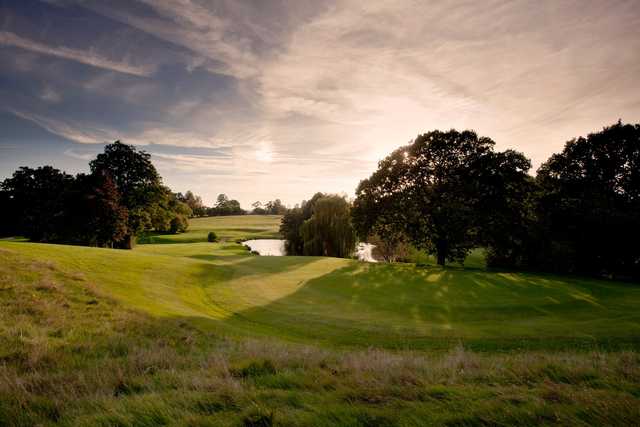 A view of a hole with water in background at Hever Castle Golf Club