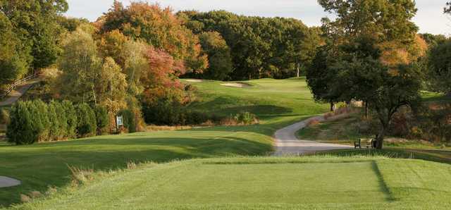 A fall day view from a tee at South Shore Country Club