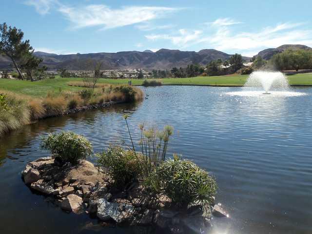 View of the lake from the 18th hole at Desert Willow Golf Course 