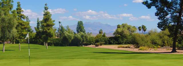 Looking back from a green at Desert Canyon Golf Club