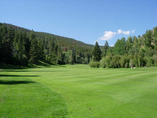 A view of the 18th fairway at EagleVail Golf Club.