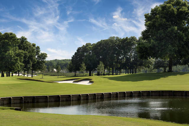 Looking at a side angle of the approach of Hole #16 of the Skills course