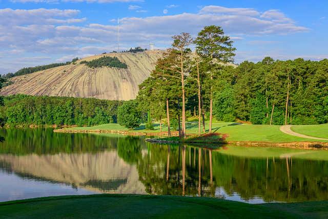 View of the 1st green from the Lakemont at Stone Mountain Golf Course 