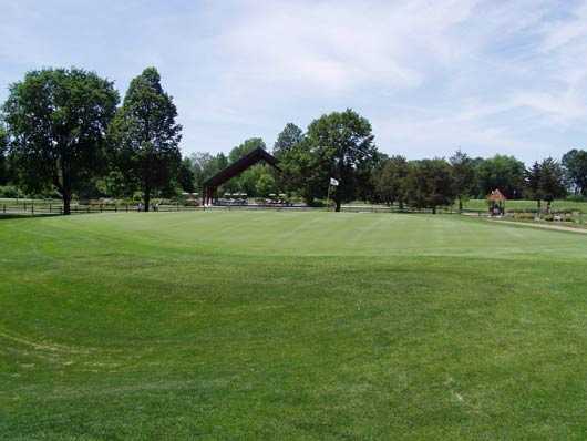 A view of the 18th hole at Bluff Creek Golf Course