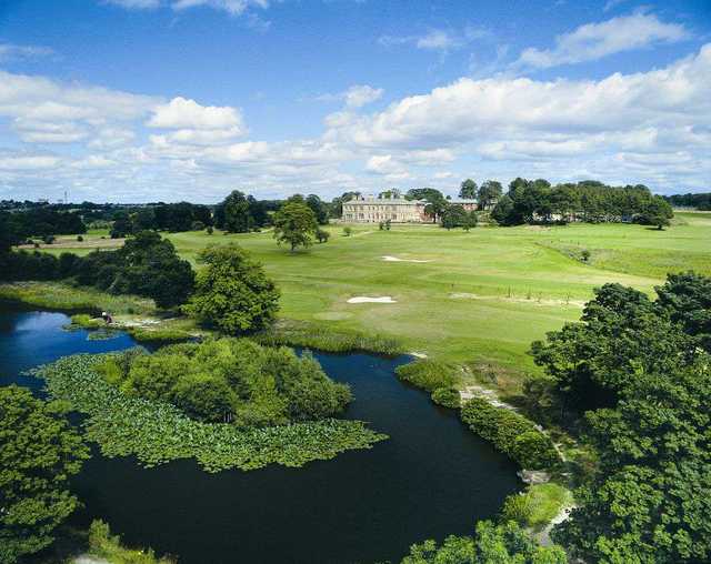 An aerial view of Oulton Hall and the golf course