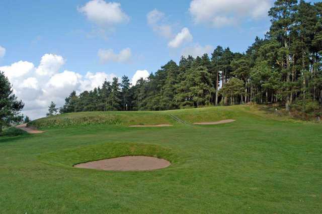 Approach to the elevated 16th hole at Edzell Golf Club