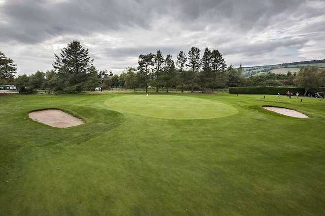 The approach to the 15th green at Alyth Golf Club