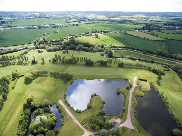 An aerial shot of the Three Locks Golf Course