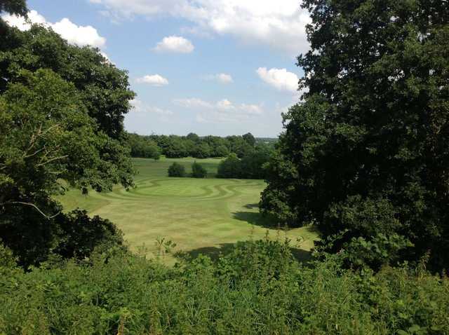 Looking down onto the green at Stoneleigh Deer Park Golf Club