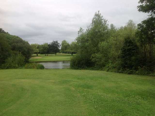 A shot over the lake required to hit the 11th green on the West Middlesex Golf Course