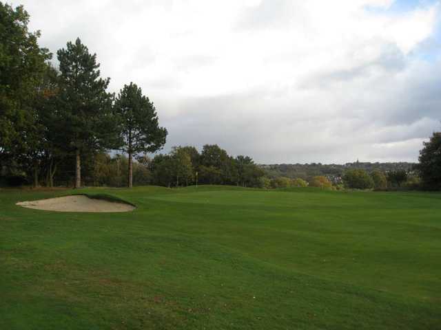 The green and greenside bunker at  Penn Golf Club