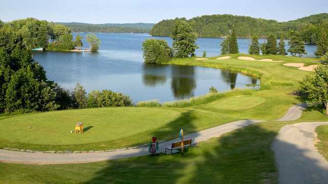 A view of a tee at Deerhurst Lakeside from Deerhurst Highlands Golf Course