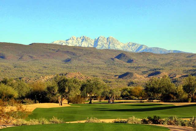 View of the 17th green from the Peaks course at Tonto Verde Golf Club