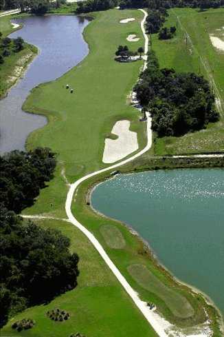 Aerial view of the 9th green at Indian River Preserve Golf Club