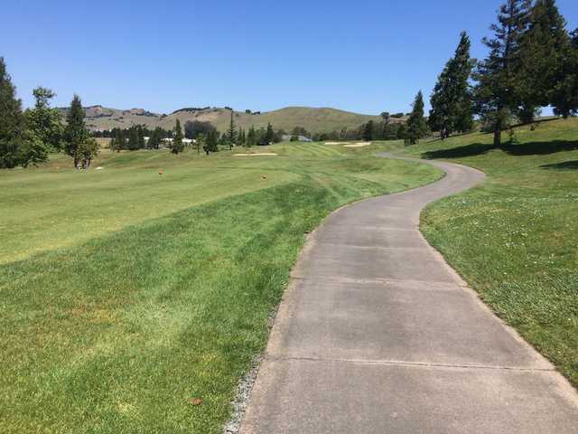 A view of a tee at Blue Rock Springs Golf Course