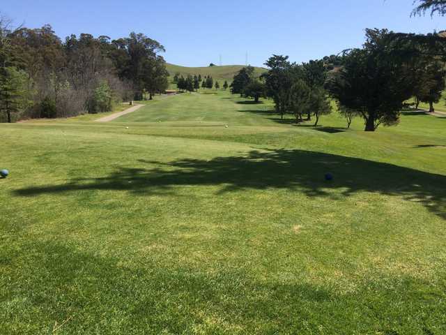 A view from a tee at Blue Rock Springs Golf Course