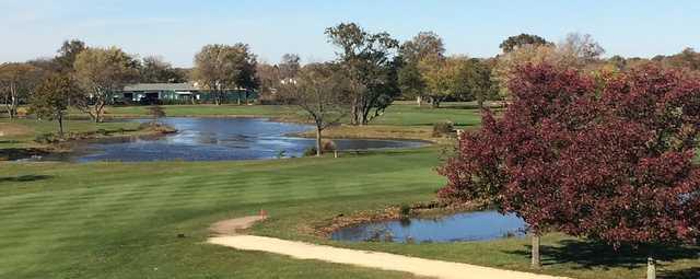 A fall day view of a fairway from The Golf Club at Middle Bay