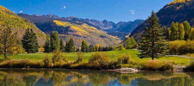 A fall day view from Vail Golf Club