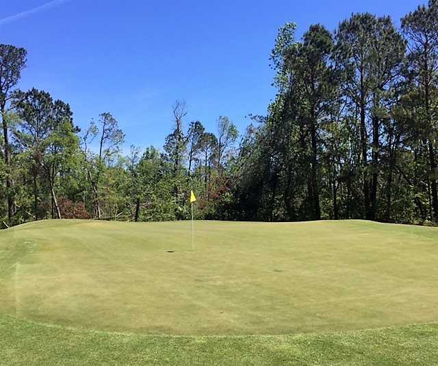 A morning view of the 3rd green from Arthur Hills at Palmetto Hall Plantation