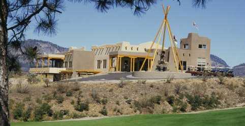 A view of the clubhouse at Nk'Mip Canyon Desert Golf Course.