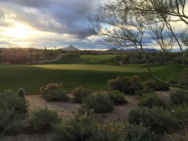 Morning view of the 18th hole at Legend Trail Golf Club 
