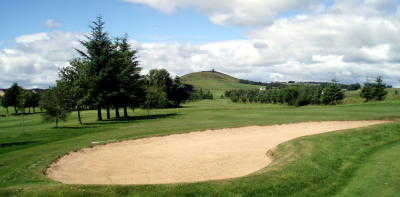 A view of the 16th hole looking towards Dunnindeer at Insch Golf Club