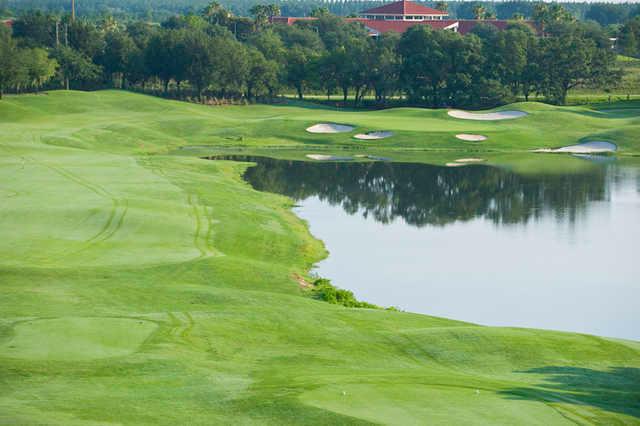 A view from tee of the 9th green at Orange County National - Panther Lake Course