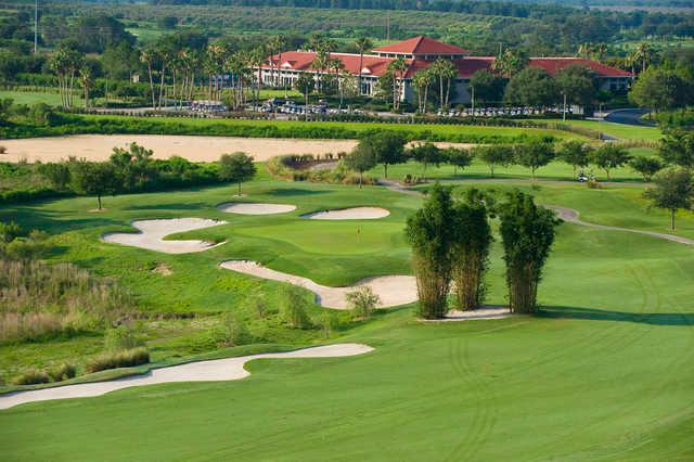 A view of the 9th fairway with clubhouse in background at Orange County National - Crooked Cat Course