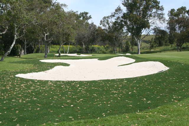 View of a bunkered green at Marine Memorial Golf Course