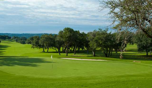 A view of hole #18 at Falconhead Golf Club