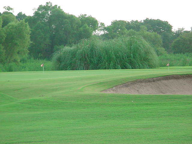 A view of the practice chipping green at Lost Pines Golf Course