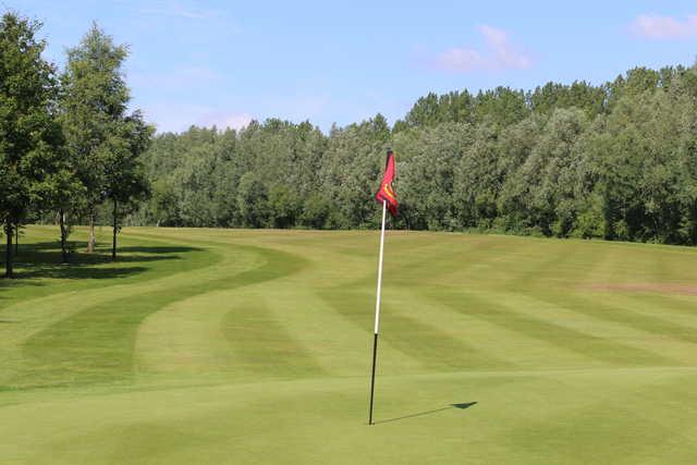 Looking back from a green at Ellesmere Golf Club