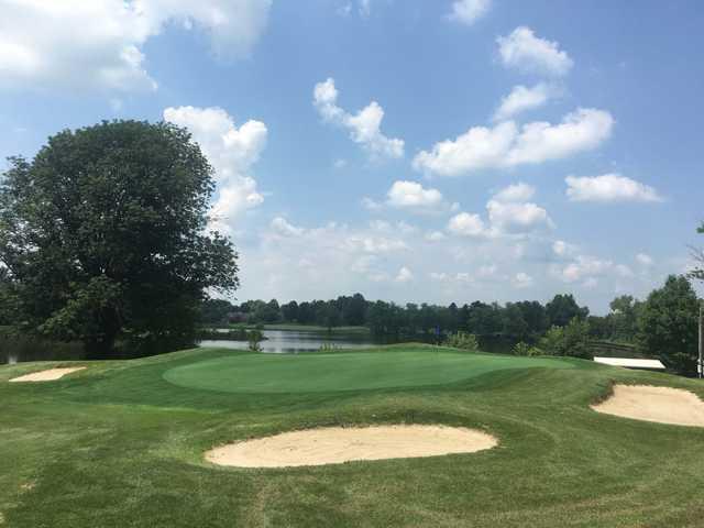 View of a bunkered green at Shelbyville Country Club