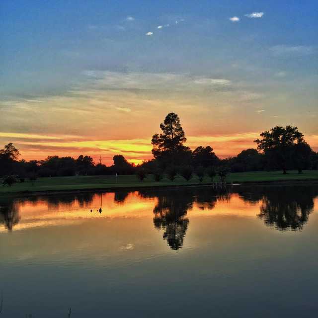 A sunset view of a hole at Longview Country Club.